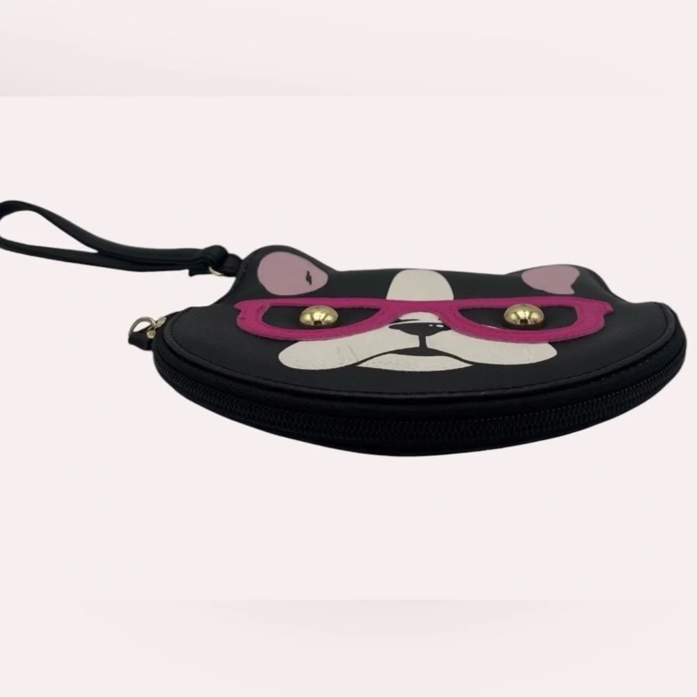 BETSEY JOHNSON Hipster French Bulldog Boston Terrier Vegan Leather Wristlet NWT